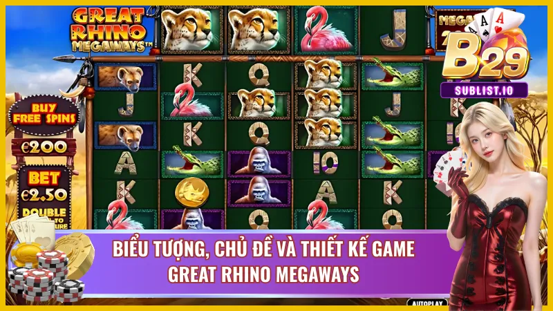 Khám phá chủ đề Great Rhino Megaways B29 cùng các biểu tượng 